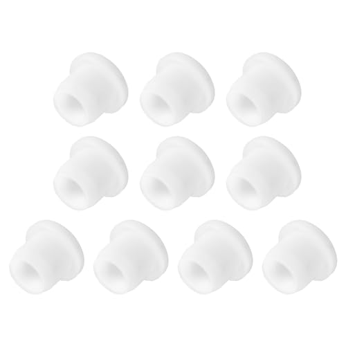 sourcing map 10 Stück Silikon-Stopfen Ersatzstopfen für Salzstreuer, 11 mm, wiederverwendbare Salzstreuer, hohler Stopfen für Blumentopf, Rohrflasche, Weiß