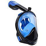 adepoy Full Face Snorkel Mask, Snorkeling Mask for Adults and Kids with Detachable Camera Mount, 180 Degree Large View Dry Top Set Anti-Fog Anti-Leak Blue-Black L/XL
