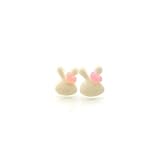 Bunny with Pink Heart Earrings, Plasic Post Studs for Metal Sensitive Ears