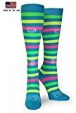 Crazy Compression OTC All About Stripes Compression Socks (SM (7-10), Color Blast)