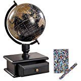 Luxe Collection-Vintage Wood Decorative Globe with Drawer and Decorative Pen/Diary Set