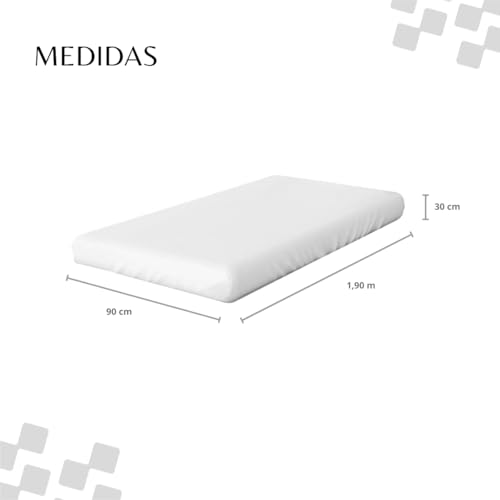 Protetor de Colchão Solteiro Premium 100% Impermeável, Silencioso, Branco Liso 1,90m x 90cm x 30cm Antiácaro, Com Elástico Ajusável, Não faz Barulho, Prático e Resistente