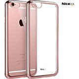Nicexx NEW iPhone 7 Clear Case with Gold Plated Frame Luxury Flexible Soft TPU Case Transparent for iPhone 7 (Rose Gold)