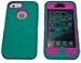 Iphone5/5S Defender Body Armor Case Comparable to Otterbox Defender Series (teal blue/hot pink)