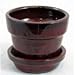 Glazed Ceramic Pot/Saucer - Tropical Red - 4 3/8