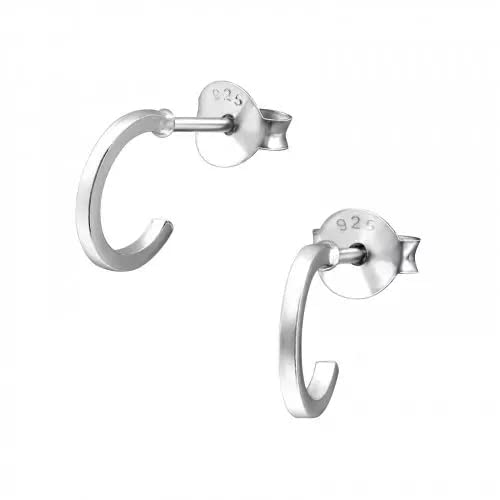 Small Half Hoop Earrings 925 Sterling Silver - 9mm