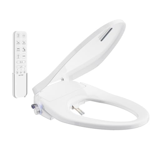 SR SUN RISE Electric Bidet Toilet Seat for Elongated Toilets | Dual Nozzles for Female & Hip Wash, 6 Wash Modes, Comfort Heated, Air Dryer, Ultra-Slim Profile,Easy Knob Control,