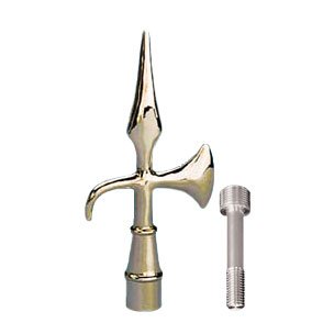 Battle Axe Top Ornament 8-1/4 Inch With Spindle Gold