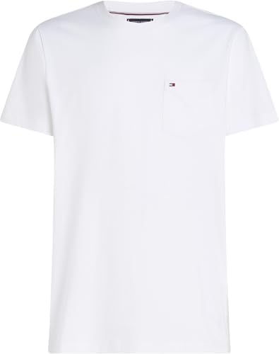 Uomo T-Shirt Maniche Corte Essential con Taschino sul Petto, Bianco (White), L