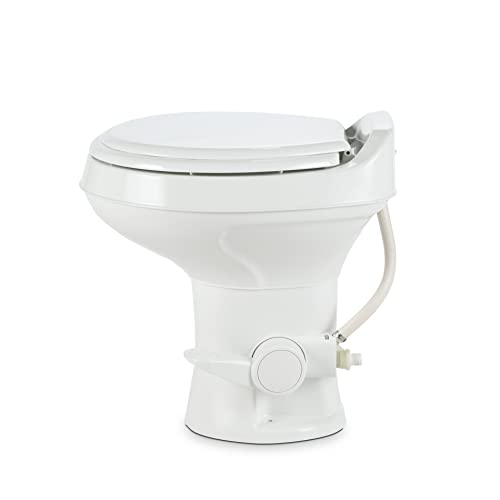 Dometic 320 RV Toilet Gravity Flush with enameled wood seat Standard Height Flush with Foot