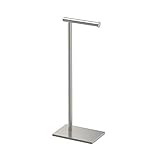 Gatco 1431SN Modern Rectangle Base Freestanding Toilet Paper Holder, 22.25-inch, Satin Nickel