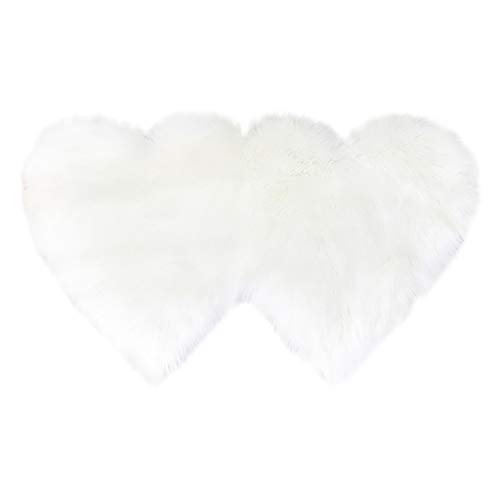 Fainosmny Hearts Carpet Mats Wool Imitation Sheepskin Rugs Faux Non Slip Bedroom Shaggy Carpet Home Decor White