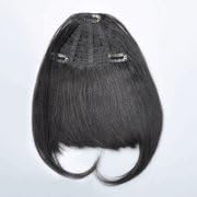 Remy 100% Human Hair Clip on in Wig Bang Fringe Bangs Off Black #1b