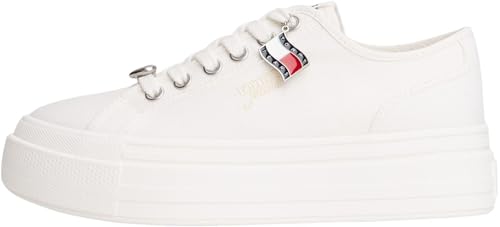Donna Sneakers con Suola Alta Charms con Zeppa, Bianco (Ecru), 39