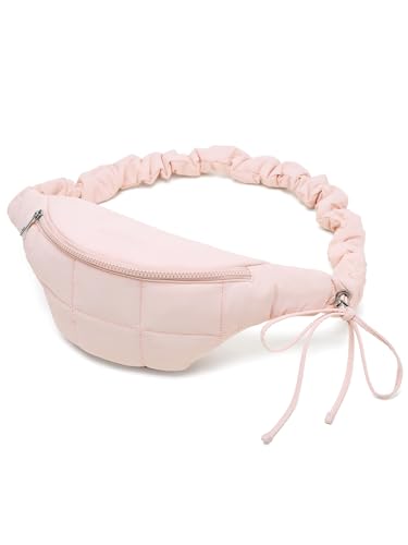 WESTBRONCO Puffer Fanny Packs for Women Small Crossbody Sling Bag, Nylon Quilted Belt Bag for Travel Hiking Running Waist Bag with Adjustable Strap