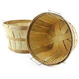 Wooden Half Bushel Baskets (2-Pack); Large Round Wood Farm Market Baskets for Decorating, Gardening, Fall Seasonal Displays (Natural, Tall)