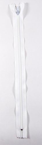Trimz 40cm (~16inch) one Way end Stop Zip with 4mm Teeth - White x 1Pce, Polyester, 40 cm
