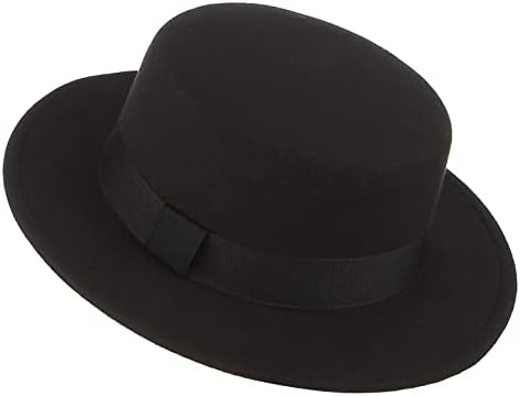 帽子 wicagrocery Round Brim Short Black Amazon.com: CXQRR Black Bowler Derby Hat Short Rolled Brim Fedora