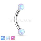 Internal Synthetic Opal Ball Made with Swarovski Curved Barbell Christina Vertical Hood VCH Jewelry Genital Piercing 1/2 (Opal White)
