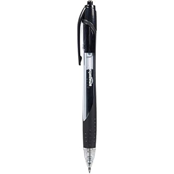 AmazonBasics Retractable Gel Ink Pens - Fine Point Pen, Black, 12-Pack