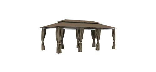 Pavillon mit Vorhängen Gartenbauten Pavillons und Partyzelte 600x298x270 cm Taupe 180 g/m²