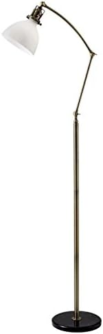 Ilana 63" Task Floor Lamp Features Sleek Milk Glass Shade - Black/Antique Brass Finish