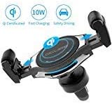 Wireless Car Charger, OCUBE Upgraded Roller Buckle Air Vent Phone Holder with Qi Wireless Fast Charging for iPhone Xs Max/X/8/8 Plus, Samsung Galaxy Note 9/S9/S9+/S8/S8+ and More -Black