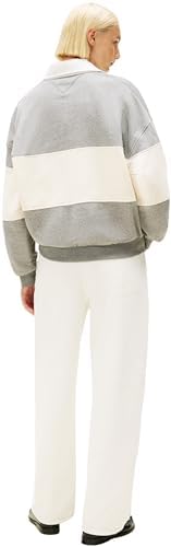 Donna Felpa Gold BTN Rugby Fleece Swtsrt con Chiusura a Bottoni, Grigio (Med Heather Grey), L