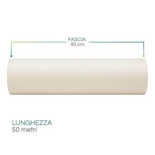 VIRSUS White Oven Paper Roll Measures 50 m Long and 40 cm Width, Roll for Baking Paper Oven Non-Stick, Kitchen Paper