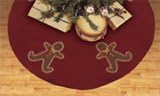 Gingerbread Appliqued Embroidered 22" Round Tree Skirt on 100% Cotton Sturdy Duck Fabric. For Tabletop Tree.