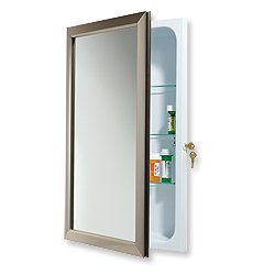 Jensen 625N244SNCL Hampton Locking Security Medicine Cabinet, 15-Inch by 25-Inch, Satin Nickel