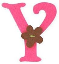 Applique Felt Letters - Y - (£1.10 per letter) - pink felt letters with flower detail (uk-4-Y 25mm)