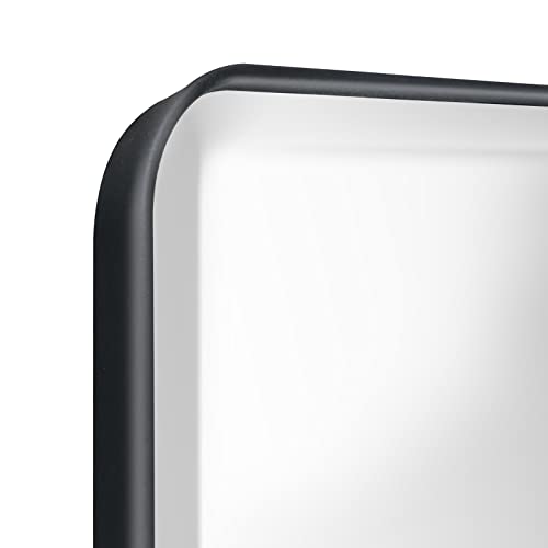 Fundin Plastic Black Medicine Cabinet, Beveled Edge Mirror Door with Round Corner Metal Frame, Recessed and Surface Mount Bathroom Medicine Cabinet, 16 x 24 inch Mirror Size