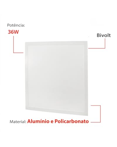 Painel Plafon LED Embutir 36W Quadrado 40x40 Bivolt Maxxy