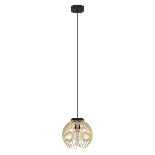 EGLO Hängelampe Venezuela, Pendelleuchte Esstisch 1-flammig, Esszimmerlampe aus Metall in schwarz und gold, Hängeleuchte mit E27 Fassung
