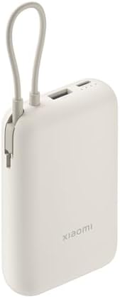 Power Bank da 22,5 W con cavo integrato, 10000 mAh, funzione di ricarica rapida, ricarica 3 dispositivi contemporaneamente, adatto per volare, ricarica in 4,5 ore, pratica e compatta, Tan
