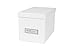 Bigso Kristina Desktop Box - CD Storage Box for Small Items - Durable and Decorative Multi-Purpose Storage with a Lid - Stacks Easily on Shelves & in Closets - 5.5 in x 8.7 in x 5.7 in - White