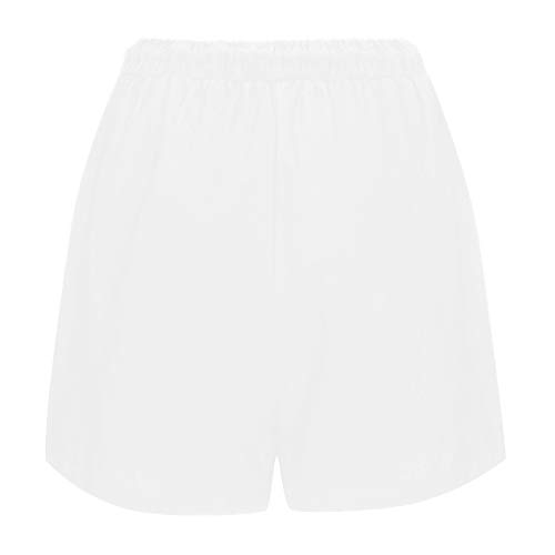 Botrong Women Casual Solid Cotton Shorts Pants Lace Up White - Thumbnail 3