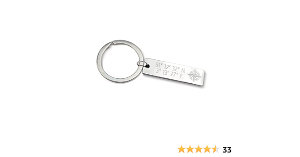GPS Location Keychain with Longitude 