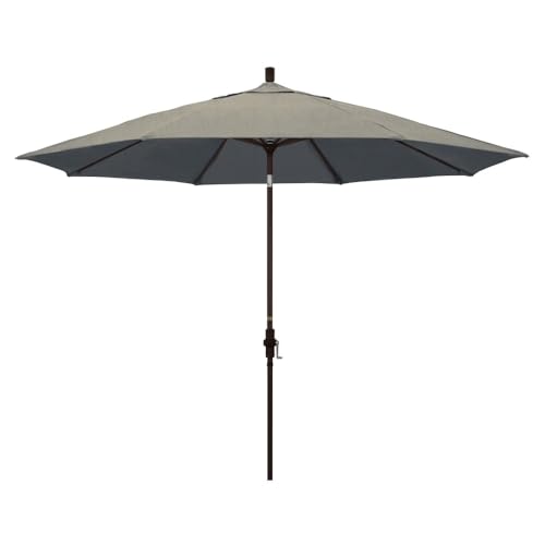 California Umbrella 11' Round Aluminum Market Umbrella, Crank Lift, Collar Tilt…