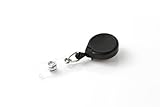 Key-Bak MINI-BAK Heavy Duty ID Retractable Reel, 24-Inch (61 cm) Nylon Cord, Belt Clip and Vinyl ID Strap (Black)