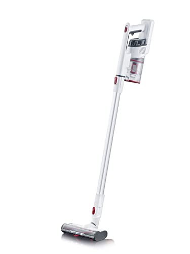 Severin HV 7152 2-in-1 Handheld Vacuum Cleaner with Battery Up to 40 Minutes Runtime, Cordless Vacuum Cleaner with High Speed Electric Brush with LED Light, White/Red