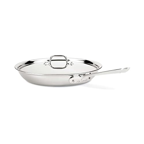 All-Clad D3 Edelstahl-Kochgeschirr, 30,5 cm Bratpfanne mit Deckel, dreilagiger Edelstahl, professionelle Qualität, silberfarben, Modell: 41126