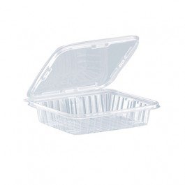 Inline Plastics35 oz. Clear Plastic Shallow Tamper Resistant Hinged Deli Container - 150 per Case