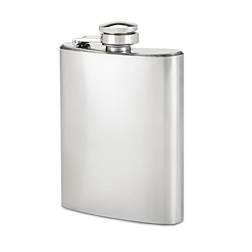 True Silver Flask Screw Top for Alcohol-Liquor Men