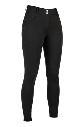 HKM Damen Ari Mid Rise Silikon-Kniebesatz Reithose, Schwarz, 42