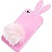 Newstore Cute Lovely Pink Bunny Rabbit Silicone Soft Case Cover Skin for Apple iPhone 5/5S with Furry Tail