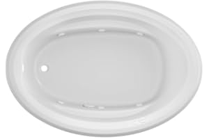 Jacuzzi SIGNATURE Acrylic Drop-In Bathtub, Jet Massage Tub, Slip Resistant, Left Drain Placement, 59" (L) x 41" (W), Oval, White