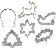 6 Piece Christmas Snow globe Reindeer Tree Snowflake Cookie Cutter Set BBND-1356