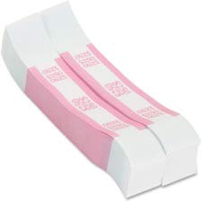 Coin-Tainer Currency Straps, Pink, 250 in Dollar Bills, 1000 Bands/Pack